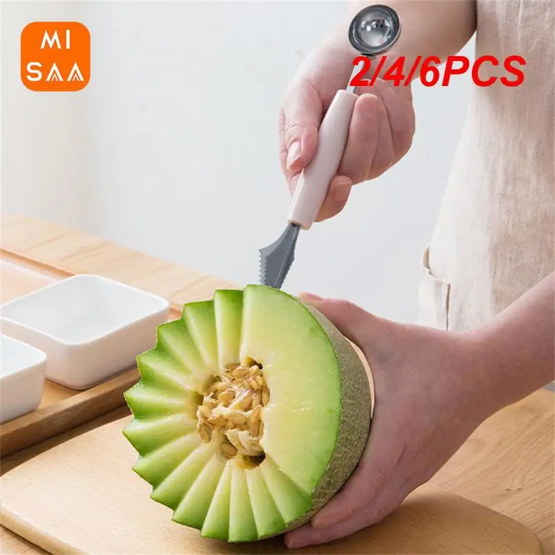 2/4/6PCS Fruit Carving Knife Durable Easy To Clean Stainless Steel+ Kitchenware Ball Scoop Double Head Available Multifunction