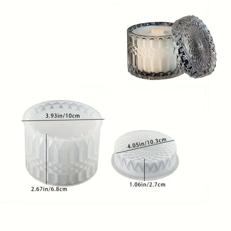 1set Silicone Mold Resin Storage Jar Jewelry Box with Lid, Round Container Jar Casting for Candle Holder DIY Resin Craft