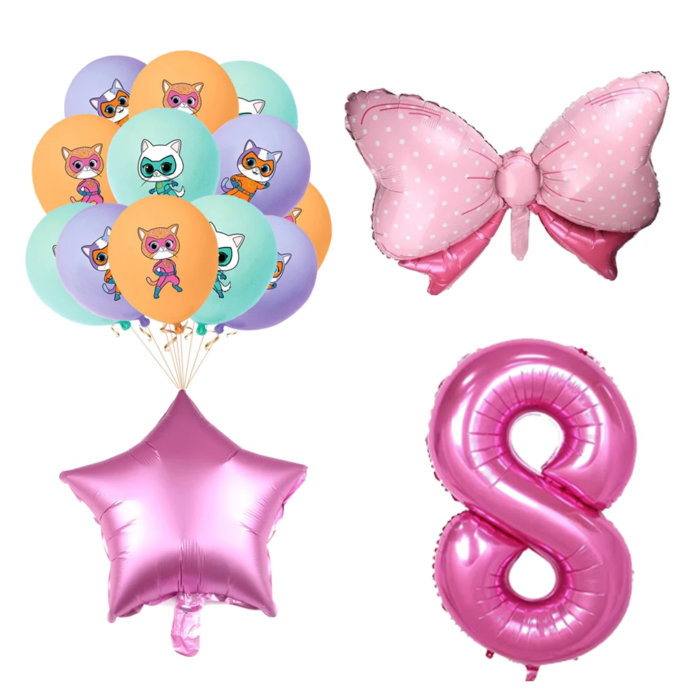 Superkitties Happy Birthday Party Decor Paw Meow Cat Super Kitties Geschirr Tischdecke Teller Tasse Geschenkset Kinderparty-Spielzeug