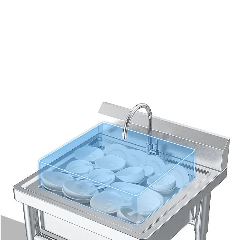 Kitchen Sink—Commercial Cafeteria and Restaurant Double-Basin 201 Stainless Steel Dishwashing, Vegetable-Washing(Customized)