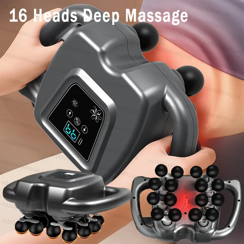 고주파 진동 근막 건, 16 헤드 전기 마사지, 바디 릴렉스 쉐이핑, 피트니스 도구, 팔 다리 등 레드 라이트 마사지 