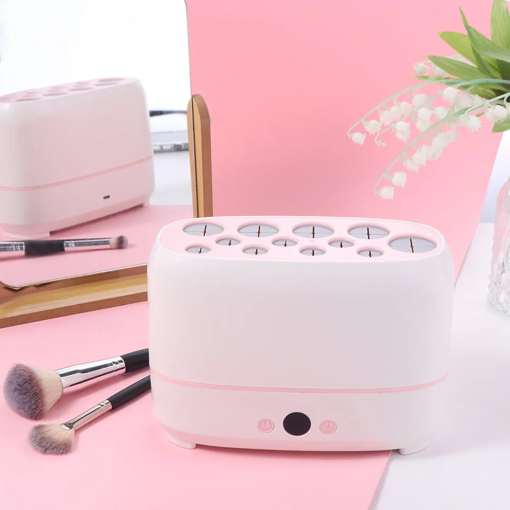 Automatic Electric Cosmetic Brush Drying Machine Cleaner 12 Holes Makeup Brushes Dryer USB Rechargeable Visible