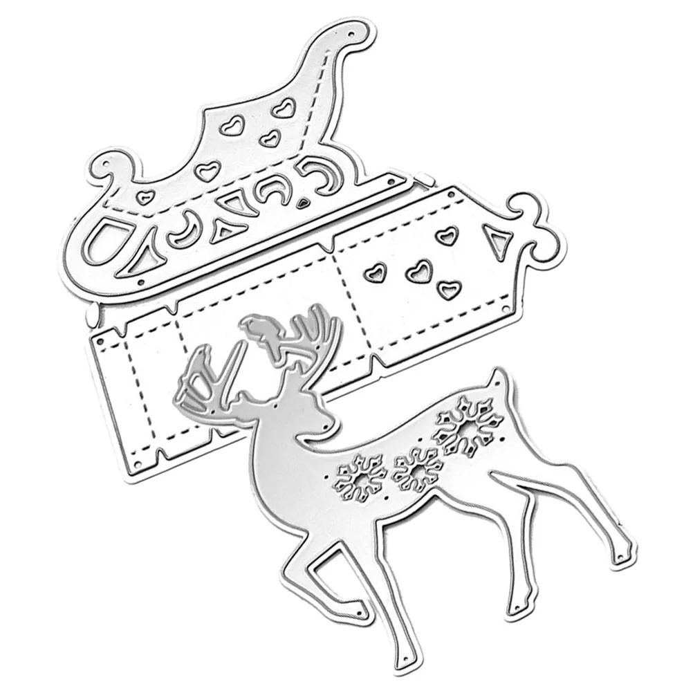 

Sled Elk Carbon Steel Cutting Die Cutting Dies Craft Template Carbon Steel Scrapbook DIY Stencil Mold Christmas Gifts