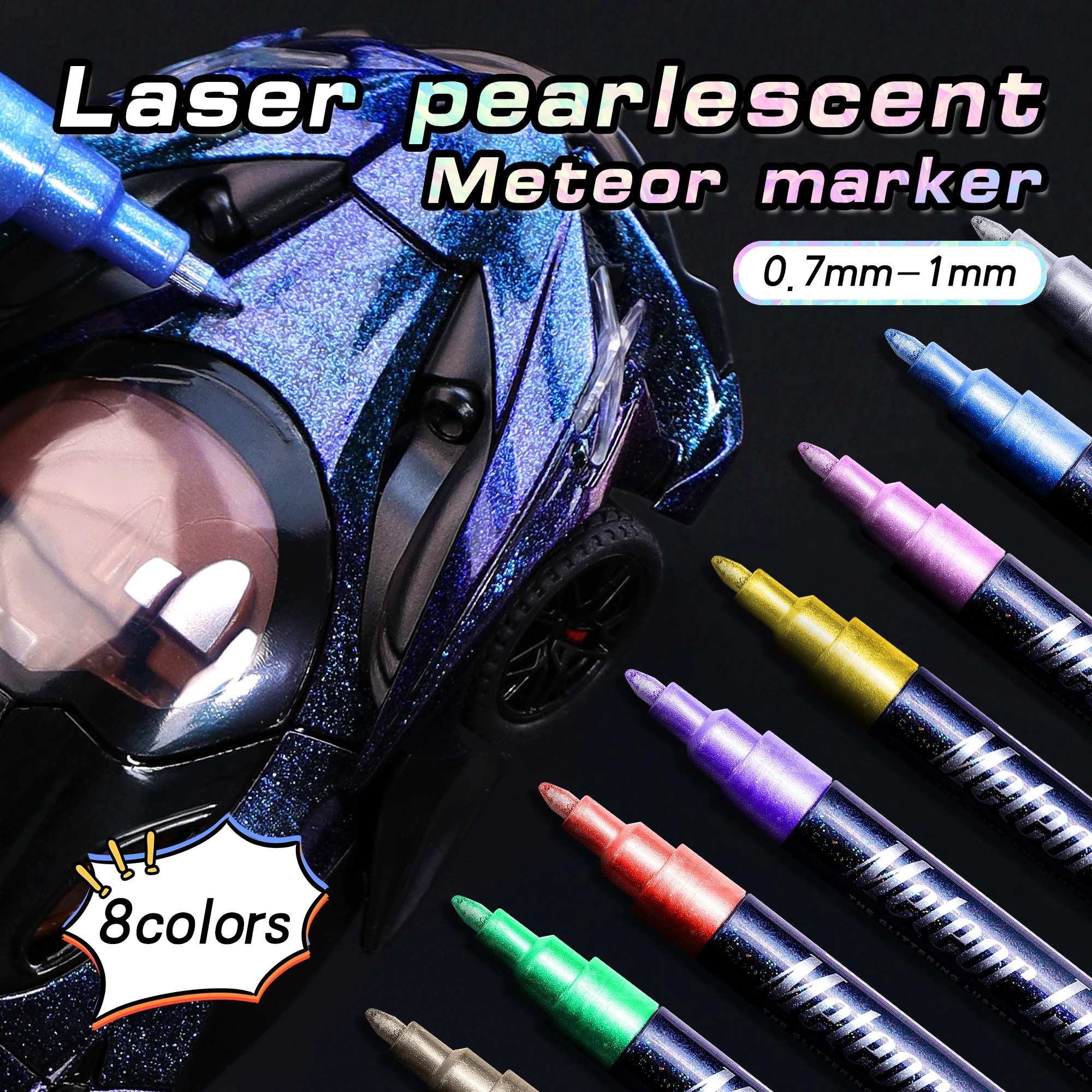 8+1 Sparkly Glitter Paint Pens, Shiny Markers for Rock, Ceramic, Glass, Wood, Fabric, Scrapbooking & DIY Crafts