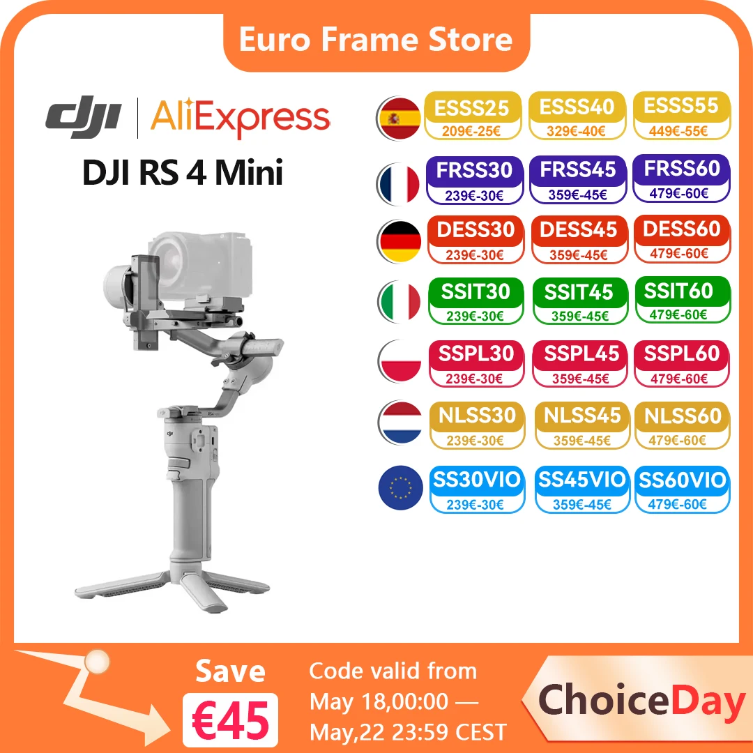 DJI RS 4 Mini Gimbal Stabilizer for Camera 2kg/4.4lbs Payload Intelligent Tracking Camera Gimbal Native Vertical Shooting New
