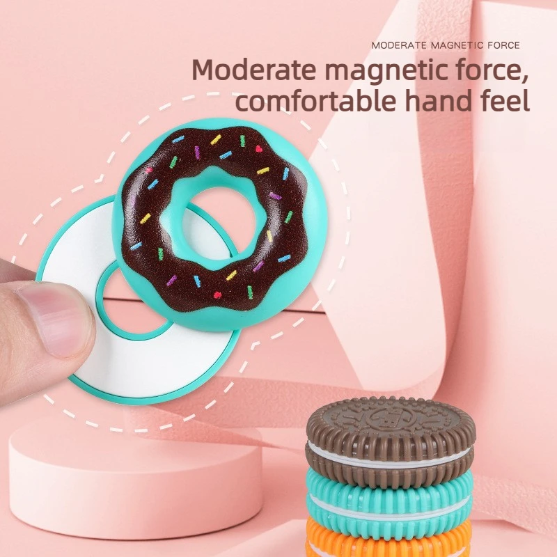 LDEDC 쿠키 3D 프린팅 자석 푸시앤슬라이드 피젯 토이 데스크탑 스트레스 해소용