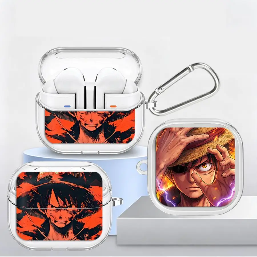 Clear Earphone Cover With Hook Case For Samsung Galaxy Buds 2 4 Pro 2Pro 3 FE Live 4Pro 3Pro Anime OneS P-ieceS