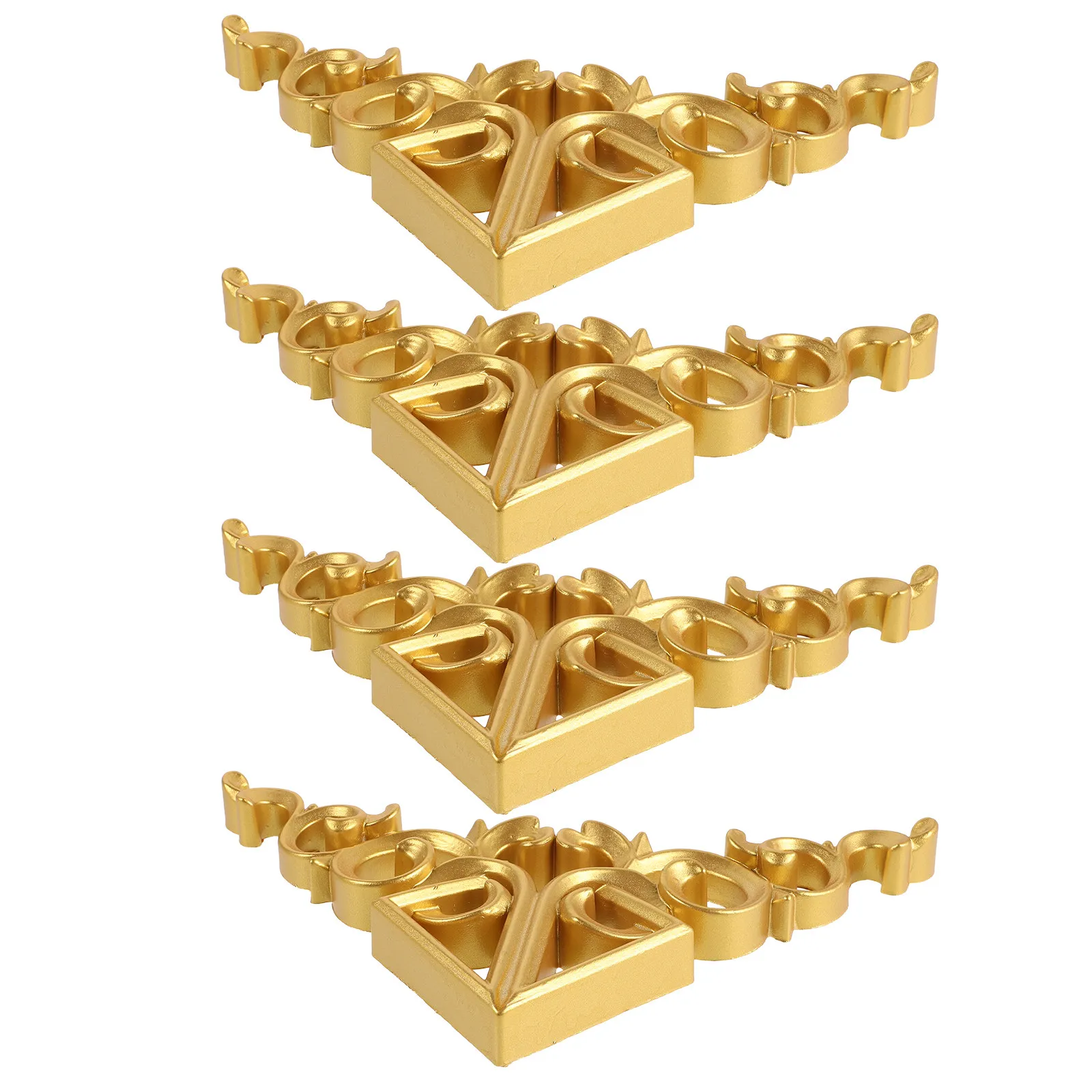 4pcs Wood Applique Corner Onlay Decorative Wood Applique Wooden Carved Decals For European Style Furniture Wall Bed Cabinet