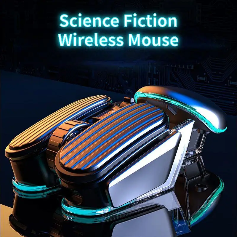 2023 New 5 DPI Wireless Bluetooth Mouse Rechargeable Mechanical Game E-sports Laptop Computer Office Gaming Mouse Metal Sci-Fi