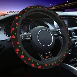 Red Hearts Cherry Steering Wheel Covers Non Slip Neoprene Steering Wheel Protector Universal 15 inch for Men Women Car Trucks