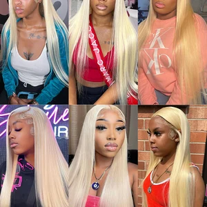 13x4 13x6 360 HD Transparent 613 Honey Blonde Color Front of Human Hair Wigs For women Brazilian raw in line straight front wig of the loop 12 Main Sales Front Lace Human Hair - №12