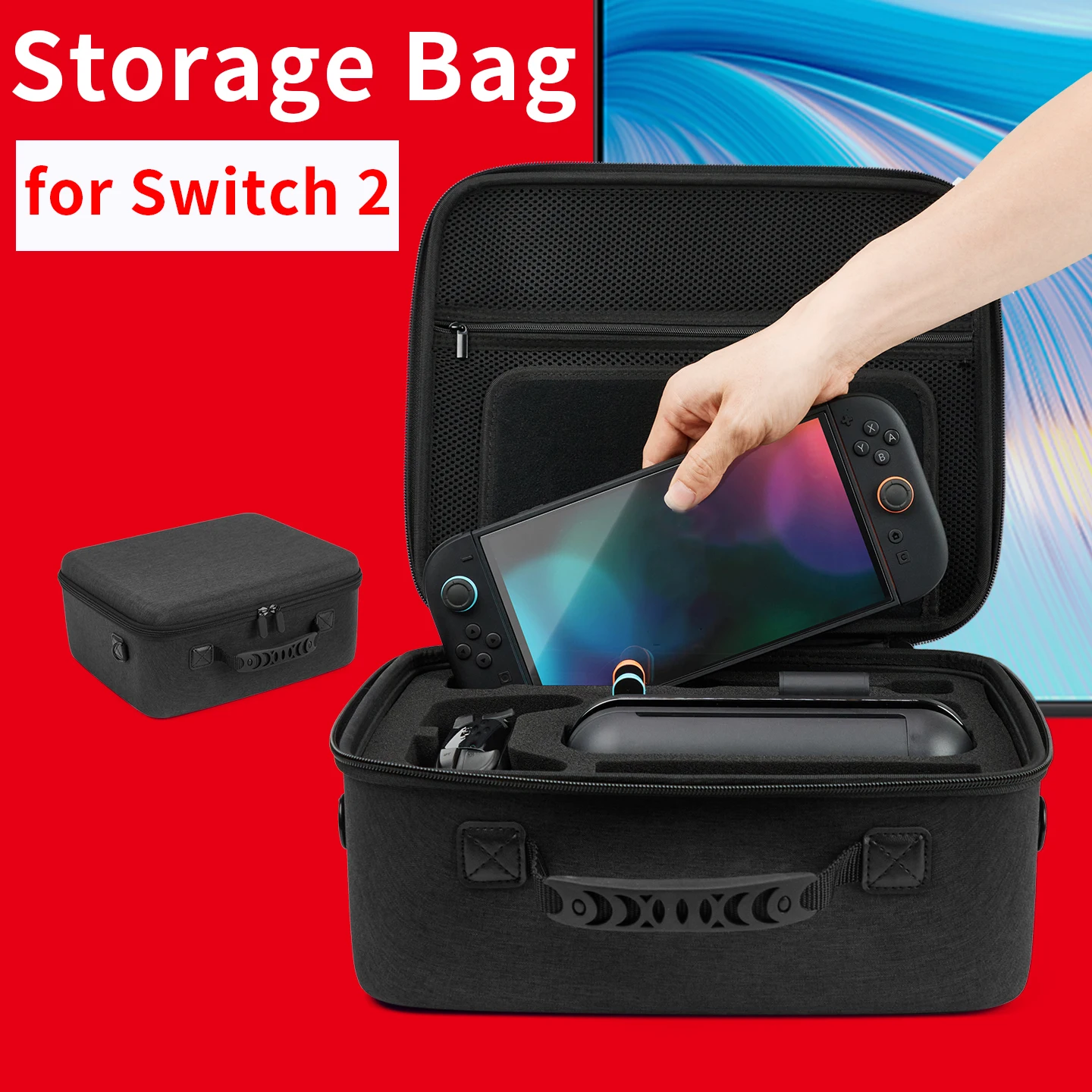 

Чехол для переноски Switch 2, портативная защитная дорожная сумка большой емкости для хранения аксессуаров Switch 2.