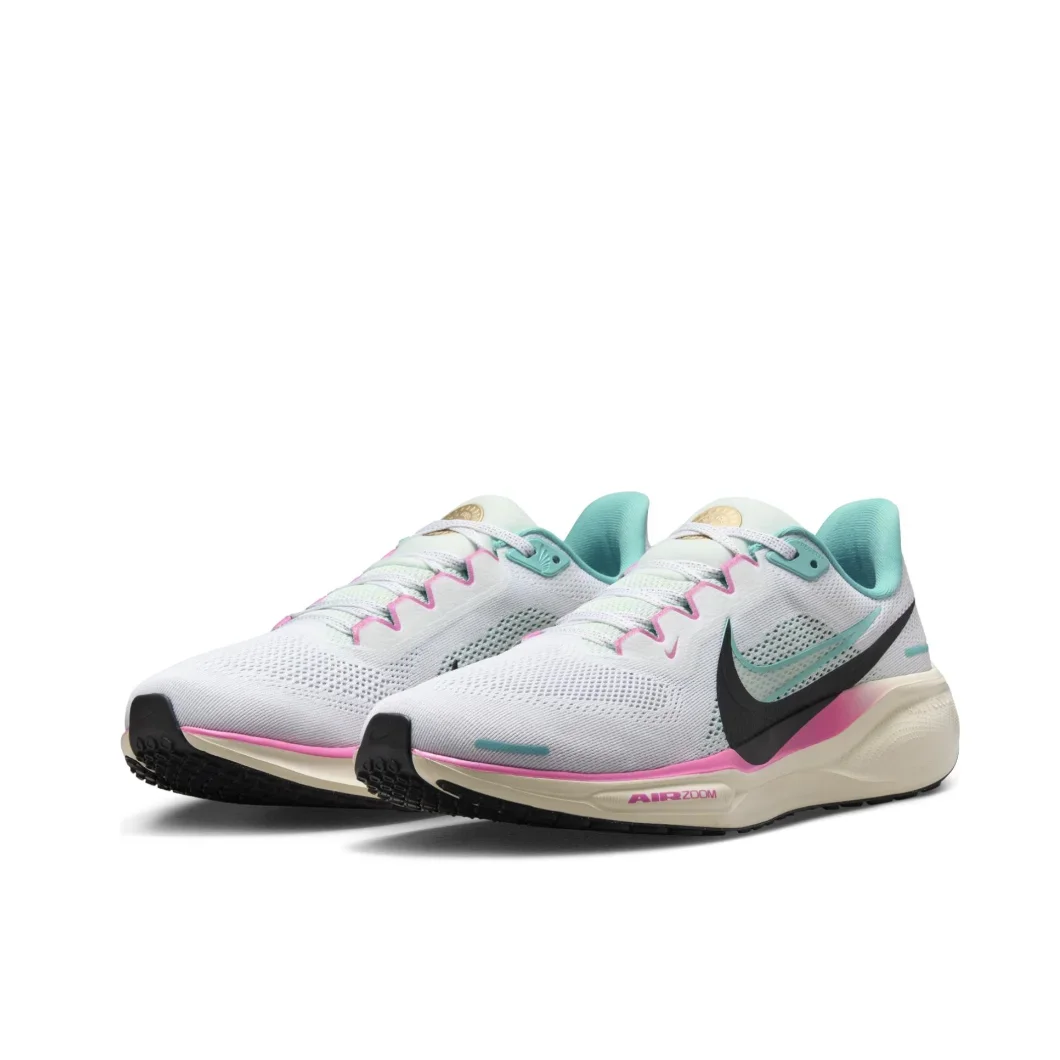 Nike AIR ZOOM PEGASUS 41 Men's and Women's Lightweight Breathable Low Top Sneakers Teal and Pink