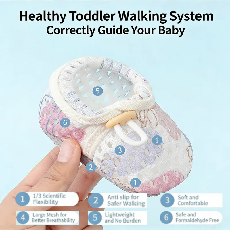 Infant First Walkers Anti-slip Breathable Mesh Soft Sole Toddler Baby Learning Walking Shoes for Outdoor Home