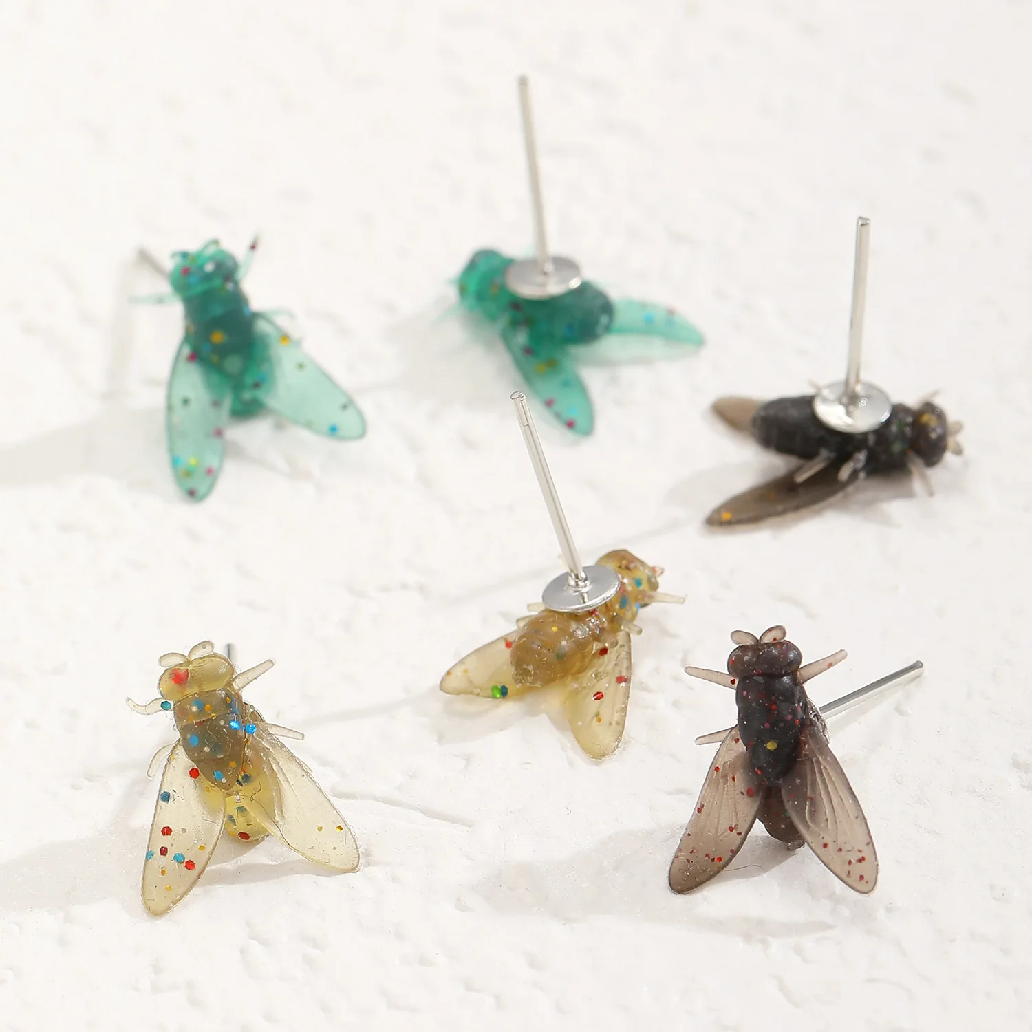 الإبداعية واقعية يطير الذباب الصغيرة وأقراط مضحك فريد البعوض الأقراط الأزياء الجدة مجوهرات الإكسسوارات صديق الهدايا