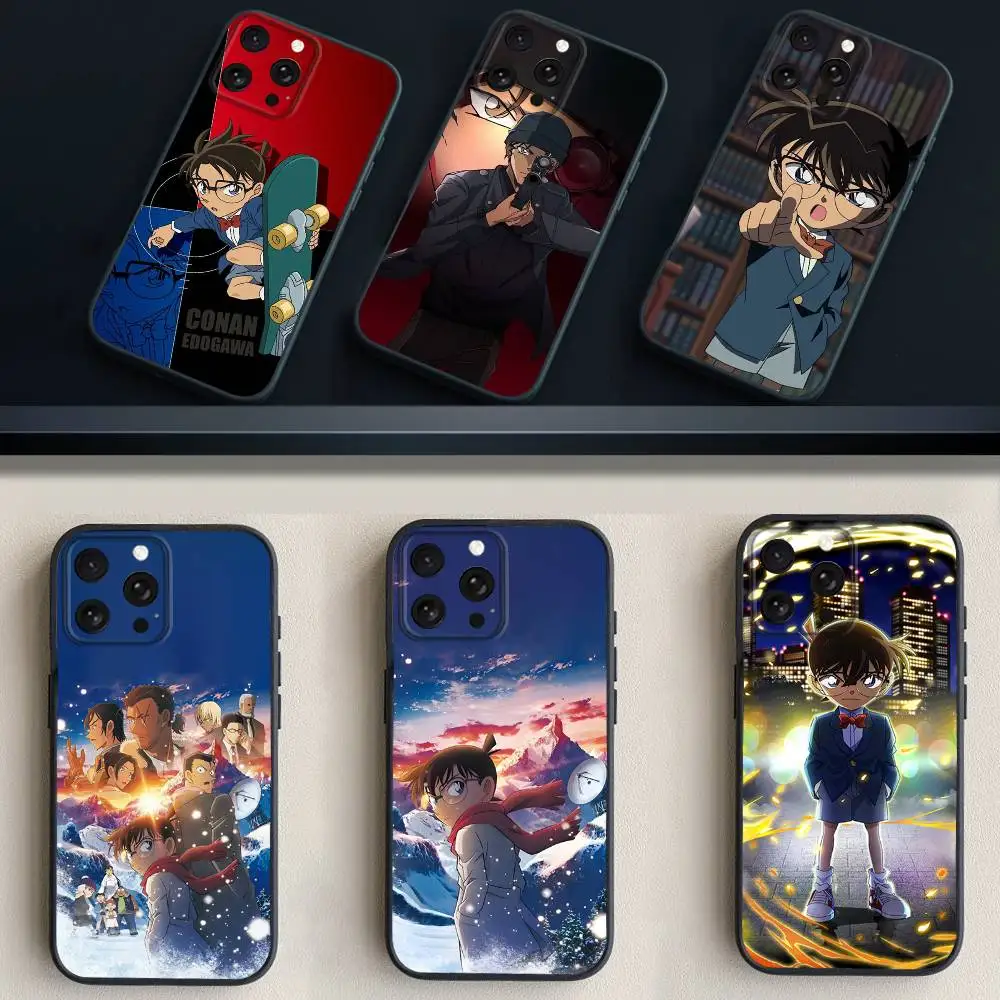 

D-Detective C-Conan Phone Case For iPhone 17,16,15,14,13,12,11 Plus,Pro Max,XS,X,XR,SE,Mini,8,7,Soft Silicone Black Cover