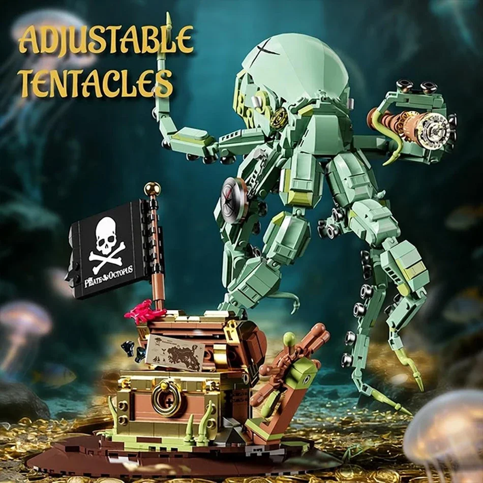 

Technical Sea Monster Pirate Octopus 1128PCS Constructor Display Building Blocks Model for Adult Toy Children Christmas Boy Gift