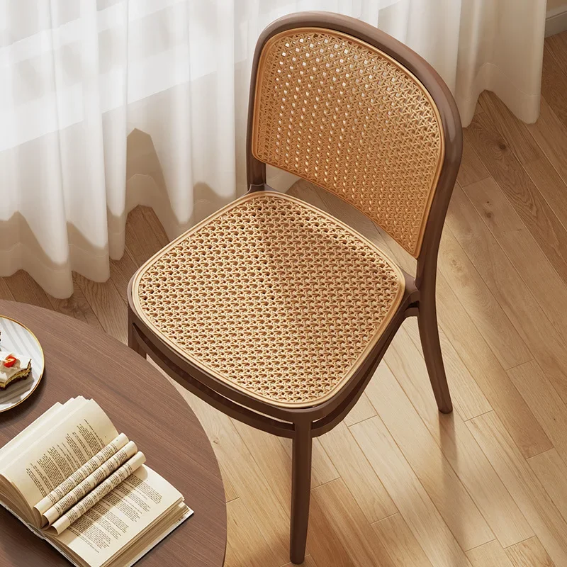 Nordic Dining Chairs Imitation Rattan Restaurant Chair Superimposed Computer Chair Stable Load-bearing Kitchen Furniture