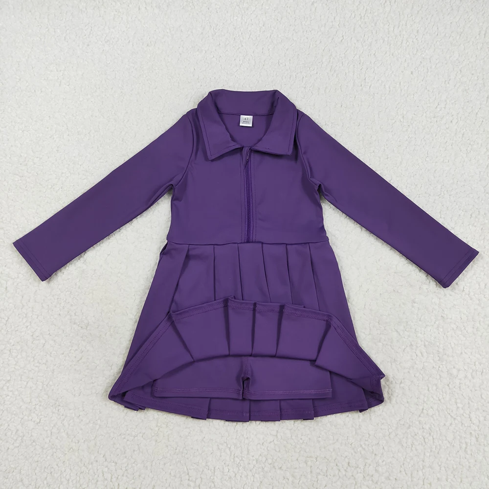 

Baby Girls Summer Dress Baby Girls Purple Long Sleeves Zipper Yoga Active Knee Length Dresses