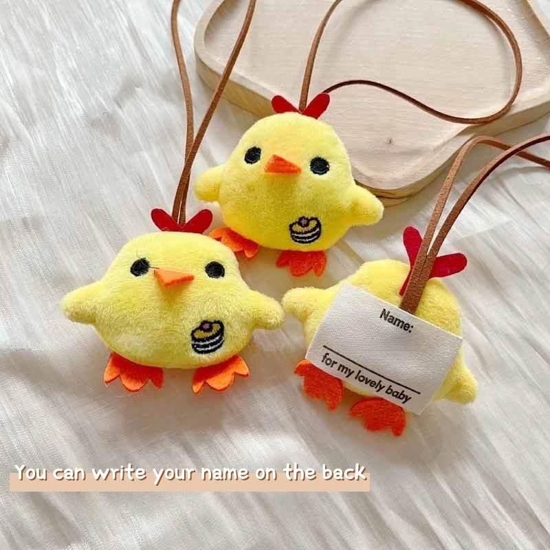 Cartoon Chick Kids Handwritten Name Anti-Lost Pendant Tag Children Name Tag Keychain Bag Hanging Ornaments Accessories Gifts