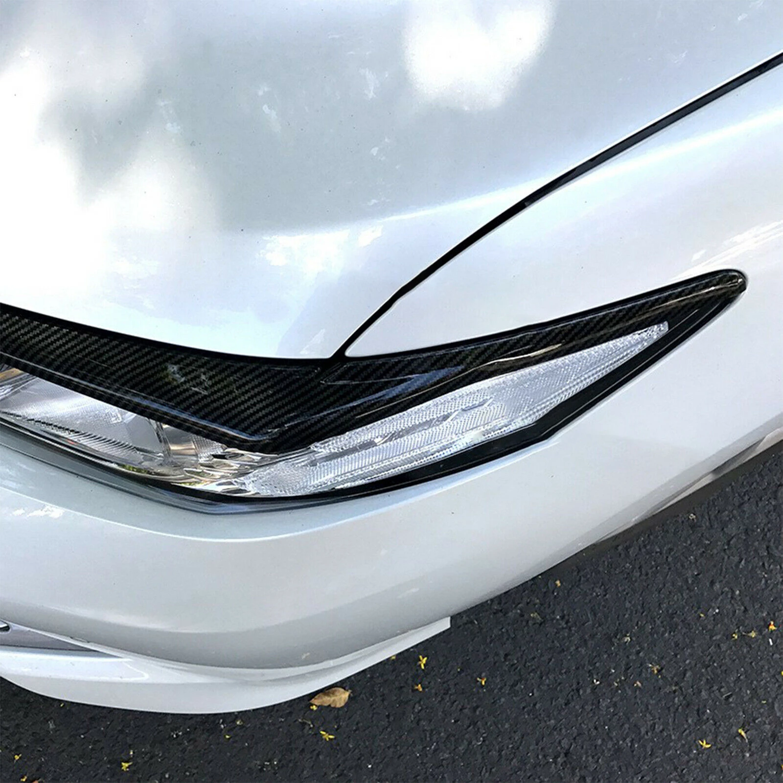 Front Headlight Cover Headlamp Eyelid Eyebrow Bumper Edge Strip Carbon Fiber Pattern For Toyota Camry 2018-2023 2022 2021 2020