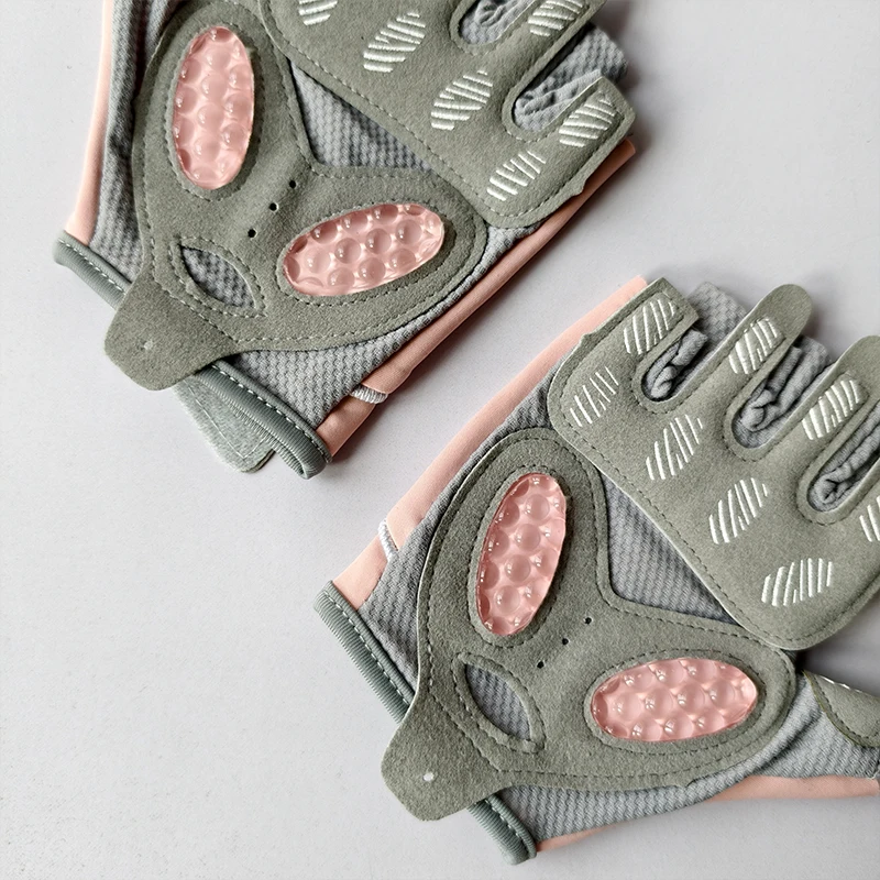 Damen Halbfinger-Fahrradhandschuhe Rutschfest Stoßdämpfend Atmungsaktiv Fitness Fahrradhandschuhe für Sport Fitnessstudio Training Radfahren – Detail 14