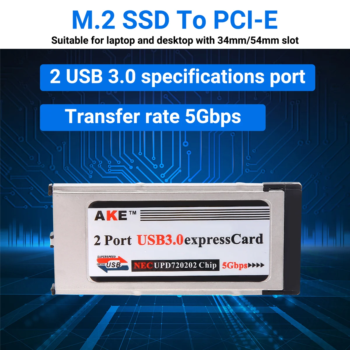 Высокоскоростная двойная 2-портовая USB 3.0 Express Card 34 мм слот Express Card PCMCIA конвертер адаптер для ноутбука