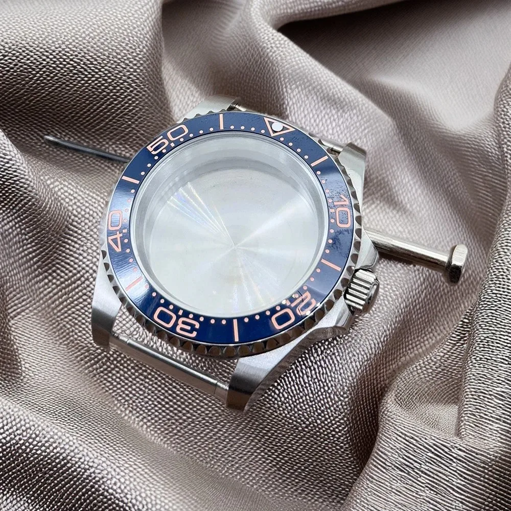 الياقوت الزجاج 40 مللي متر نغمتين الفضة الذهب الفرعية ساعة حافظة 904L اليوبيل سوار 100 متر مقاوم للماء متوافق NH34 NH35 NH36 NH37 NH3