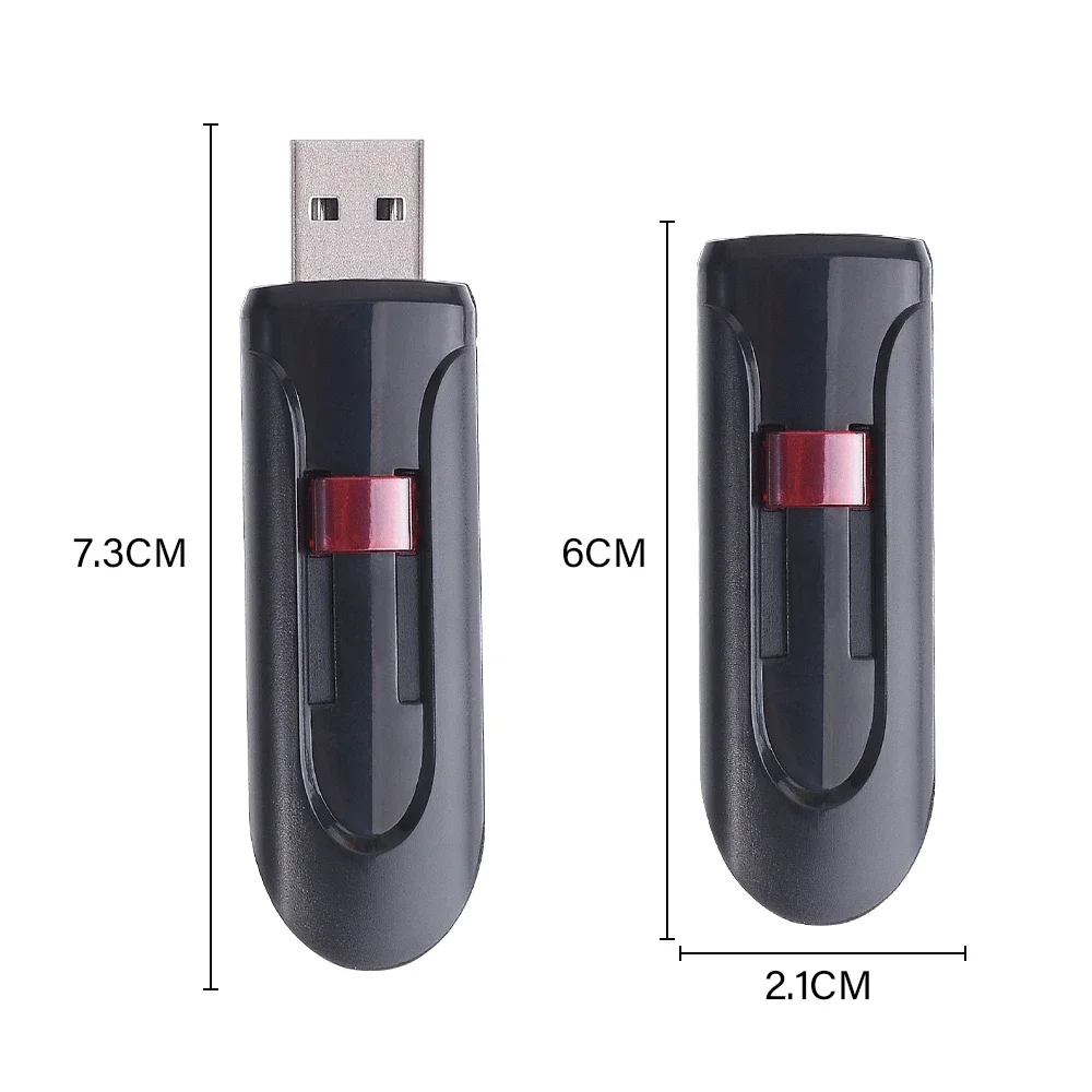 High Speed Genuine USB Flash Drive 128GB Black Pen Drive with Bonus Keychain 64GB Memory Stick 32GB Business Gift 16GB