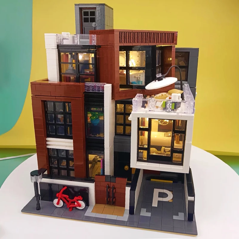 Street View Series Modern Villas Modular Building Blocks Creative Expert Korean Style City House Model Bricks Toys For Boy Gift