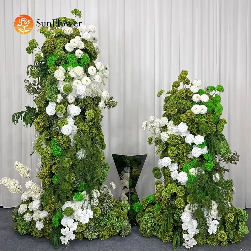 Sunwedding White Rose and Greenery Artificial Flower Arch Backdrop Wedding Decoration Artificial Arch