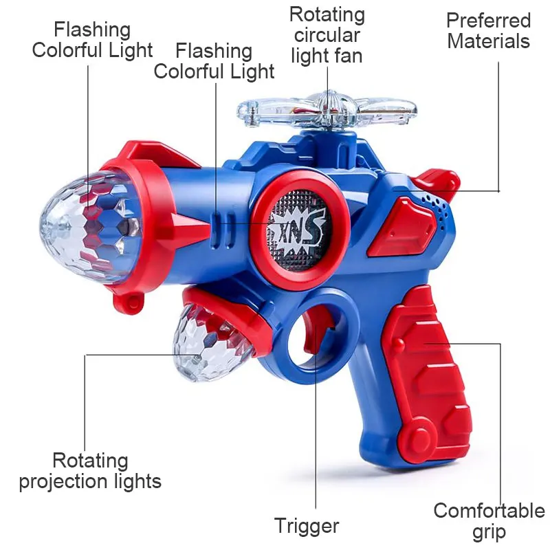 Pistola eléctrica de juguete de plástico para niños, juguete luminoso de proyección espacial, luz de sonido y música, subametralladora, regalo para niños y niñas