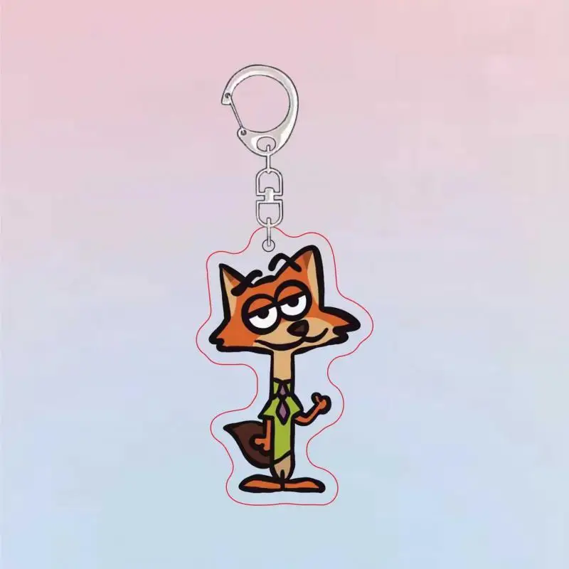 NEW 5CM Kawaii Disney Zootopia Nick Wilde Judy Hopps Key Chain Pendant Cute Cartoon Car Key Anti-Lost Key Ring Bag Pendant Gift