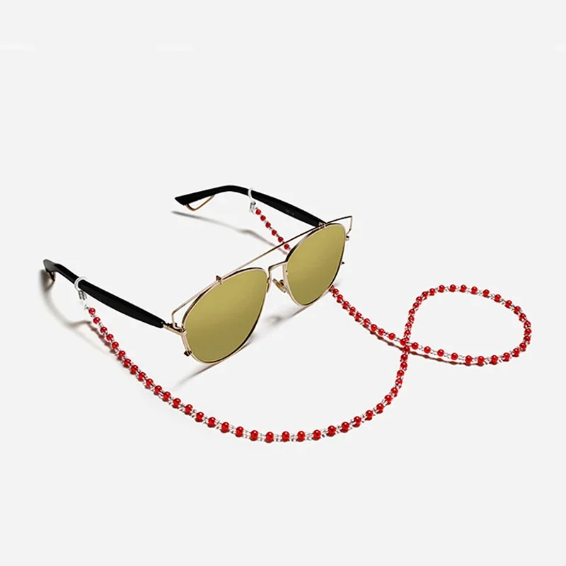 Fashion Woman Sunglasses Chain Cylinder Bead Chain Anti-Falling Glasses Eyeglasses Cord Necklace Gift for Female mask Lanyard