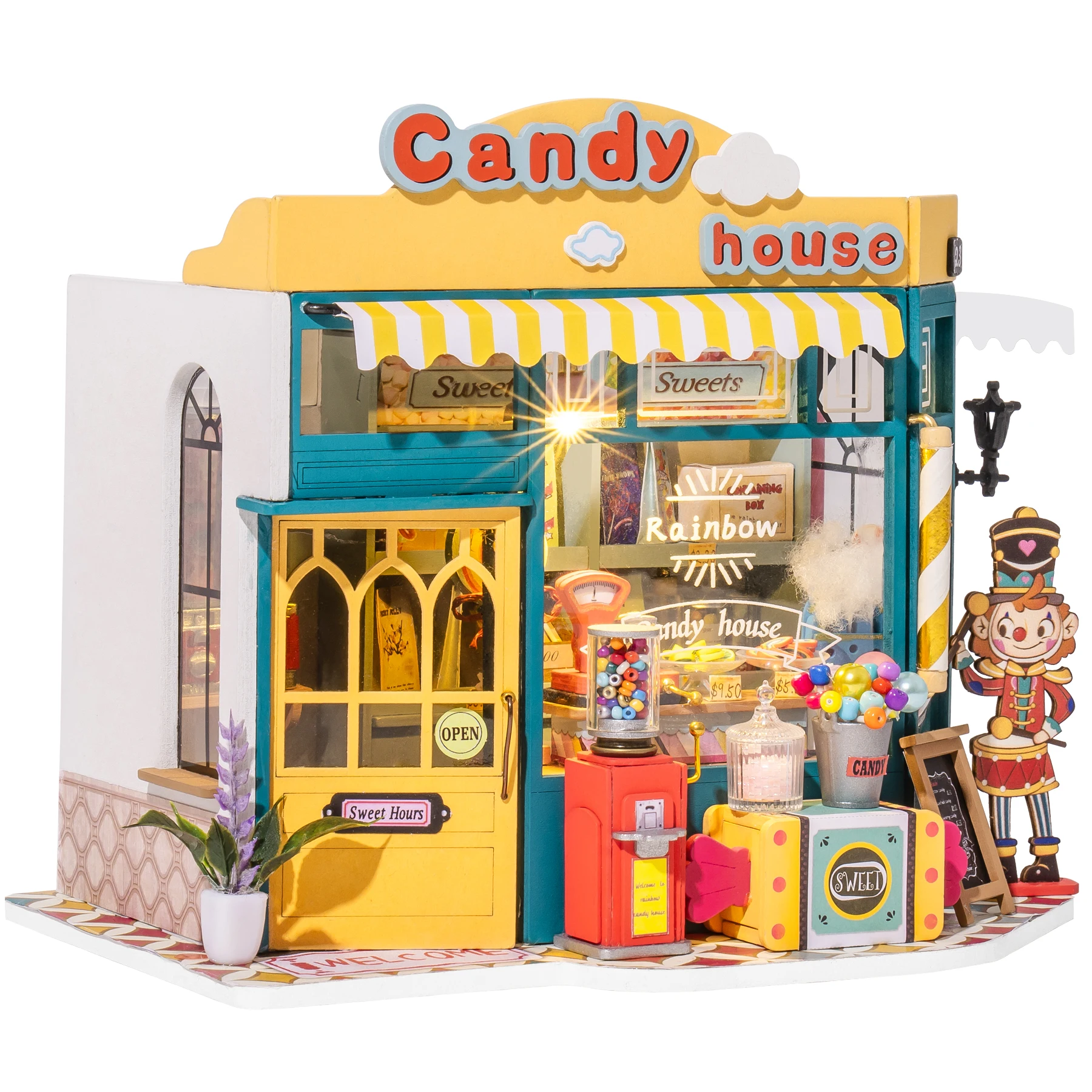 Robotime Rolife Dollhouse Rainbow Candy House DIY Miniature House for Kids Girls Xmas Gifts 3d Wooden Puzzle Funny Creative Toys