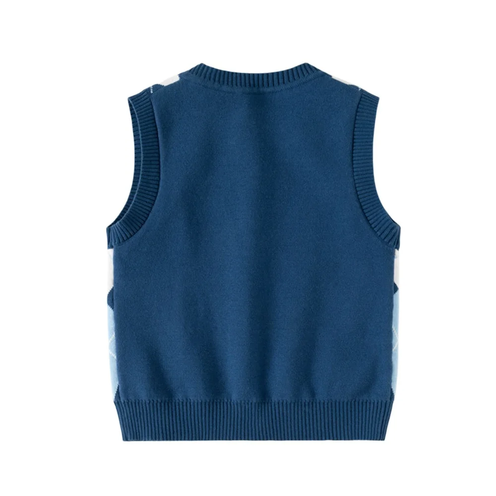 3-7T Karierte Ärmellose Herbst-Frühlings-Pullover für Jungen und Mädchen Kinderkleidung Bestseller Baby-Kostüm – Detail 3