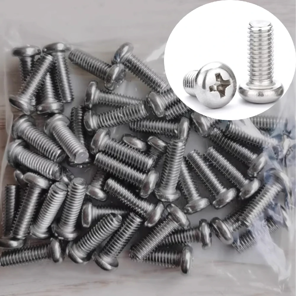 Phillips Pan Round Head Screw M4 M5 M6 M8 316 Stainless Steel Cross Pan Head Small Screws Length 6/8/10/12/14/16-100mm