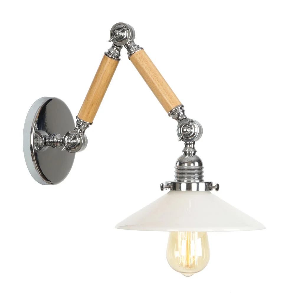 American industrial style coffee restaurant bedroom lighting art wall lamp wood strip lamp arm iron wall lamp