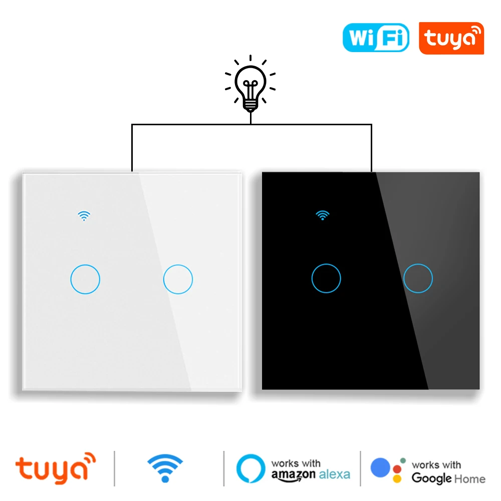 Smart Life Tuya WiFi Light Stair Switch 2Gang 1/2/3Way Control Smart Wall Wireless House Touch Cross Switch Google Home Alexa