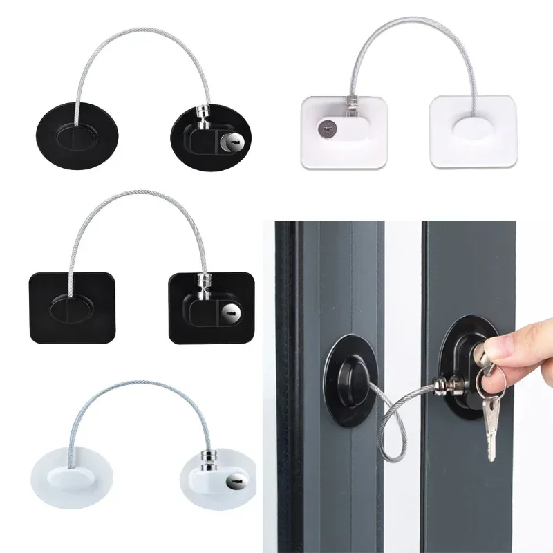 Child Safety Lock Cabinet 1 Pc Fridge Door Lock Stainless Steel Cable Protection Kids Baby Home Window Lock Strong Fix