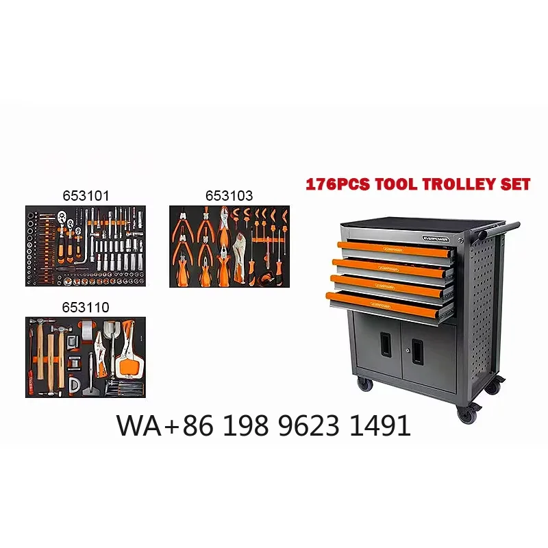 Hot Selling 176Pcs VDE Insulated Tool Kit 4 Drawers Metal Tool Trolley for New Energy Car Repair & Industrial Use