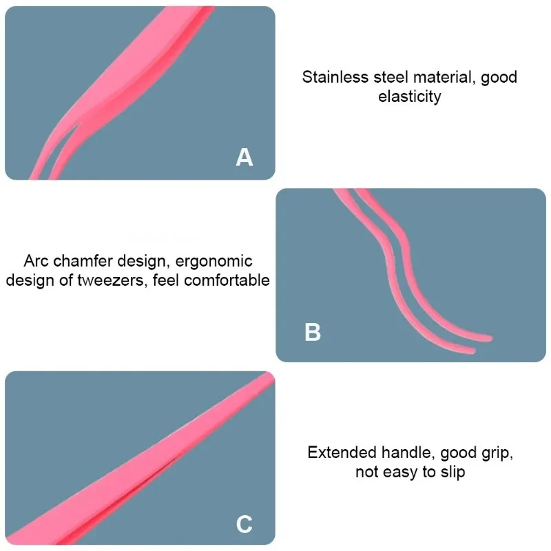 속눈썹 클러스터 트위저 DIY 속눈썹 핑크 핀셋, 볼륨 인조 속눈썹 연장 속눈썹 어플리케이터, 메이크업 도구