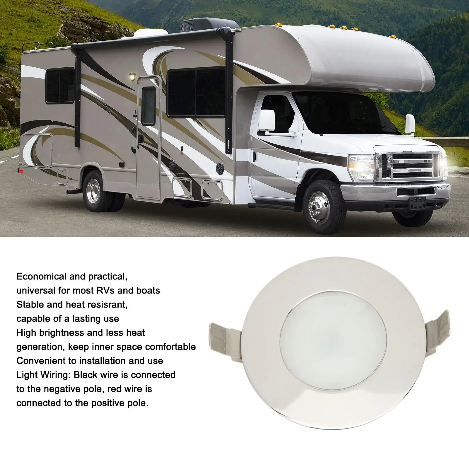 LED Cabin Light 12V-24V Interior Dome Light Universal Fit for rv for caravan Yacht Boat Cabin Smoke Exhaust Ventilator