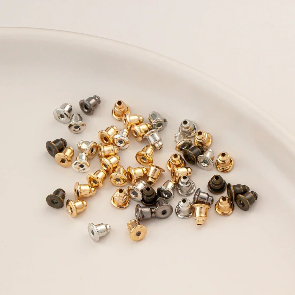 Accessories wholesale bullet ear plug DIY earrings accessories 18K package gold earplugs 100pcs