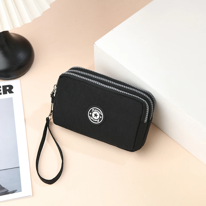 

Large Capacity Men's Clutch Bag, Triple Zipper Cell Phone Bag, Portable Hand Carry Coin Purse