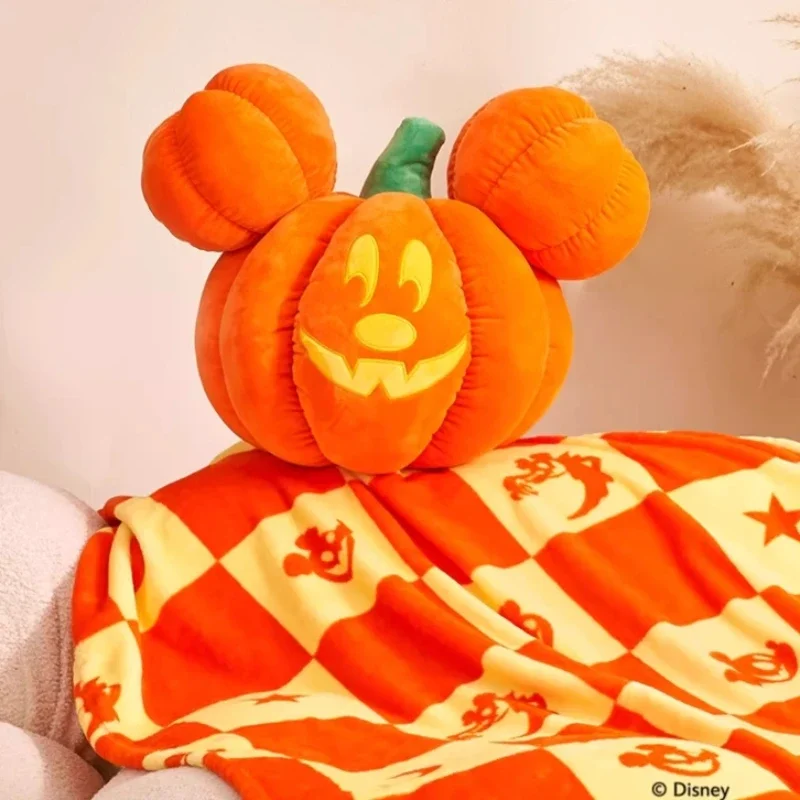 Disney Mickey Pumpkin Plush Throw Pillow Halloween  3 in 1 Pillow Doll Blanket Halloween Bedroom Cartoon Decora Gift