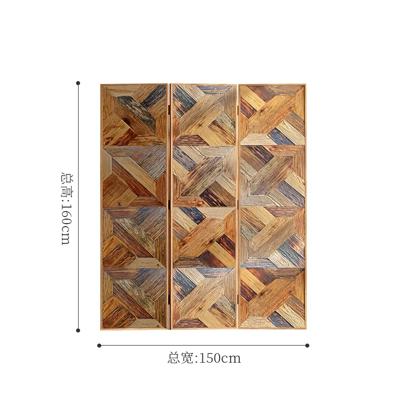 All solid wood parquet screen entrance partition, living room bedroom folding mobile screen