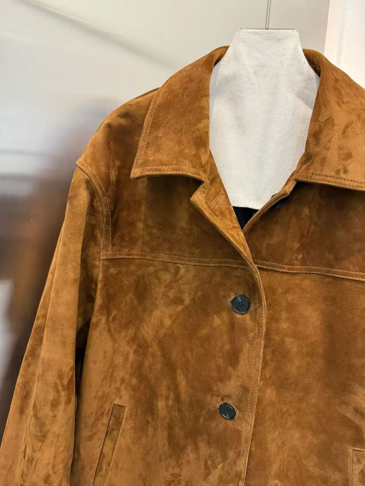 Giacche in pelle scamosciata per bambini per donna 2025 Nuova moda coreana Cappotti in vera pelle stile casual allentato Capispalla