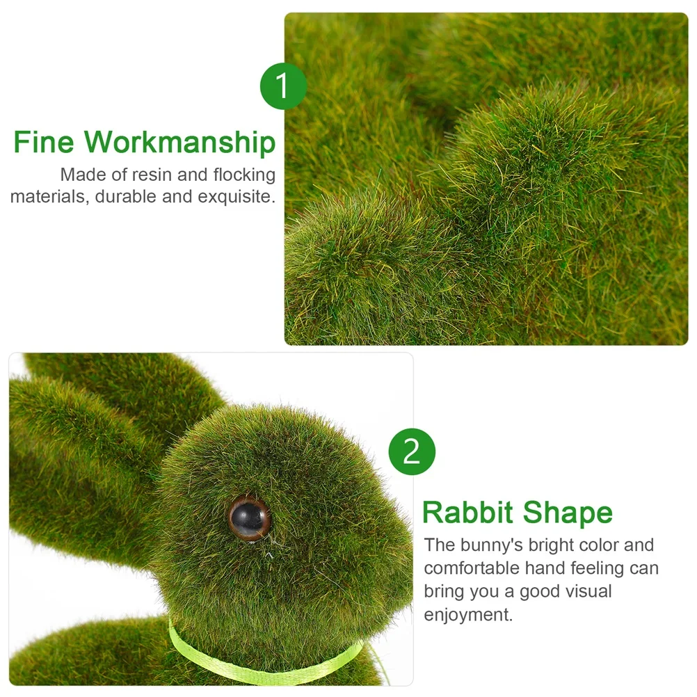 

4Pcs Artificial Easter Flocked Rabbit Green Lawn Bunny Decorative Standing Desktop Party Decorations Easter Flocked Rabbit