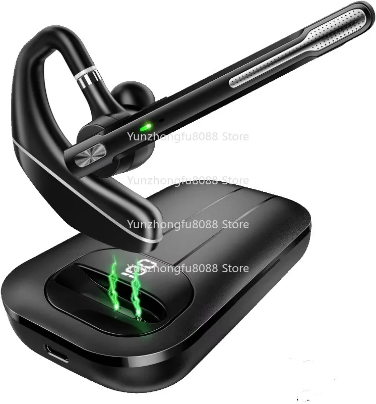 Single-ear Wireless Headset with Noise Canceling and Silent Microphone, Bluetooth Headset for Truck Drivers, Home Office